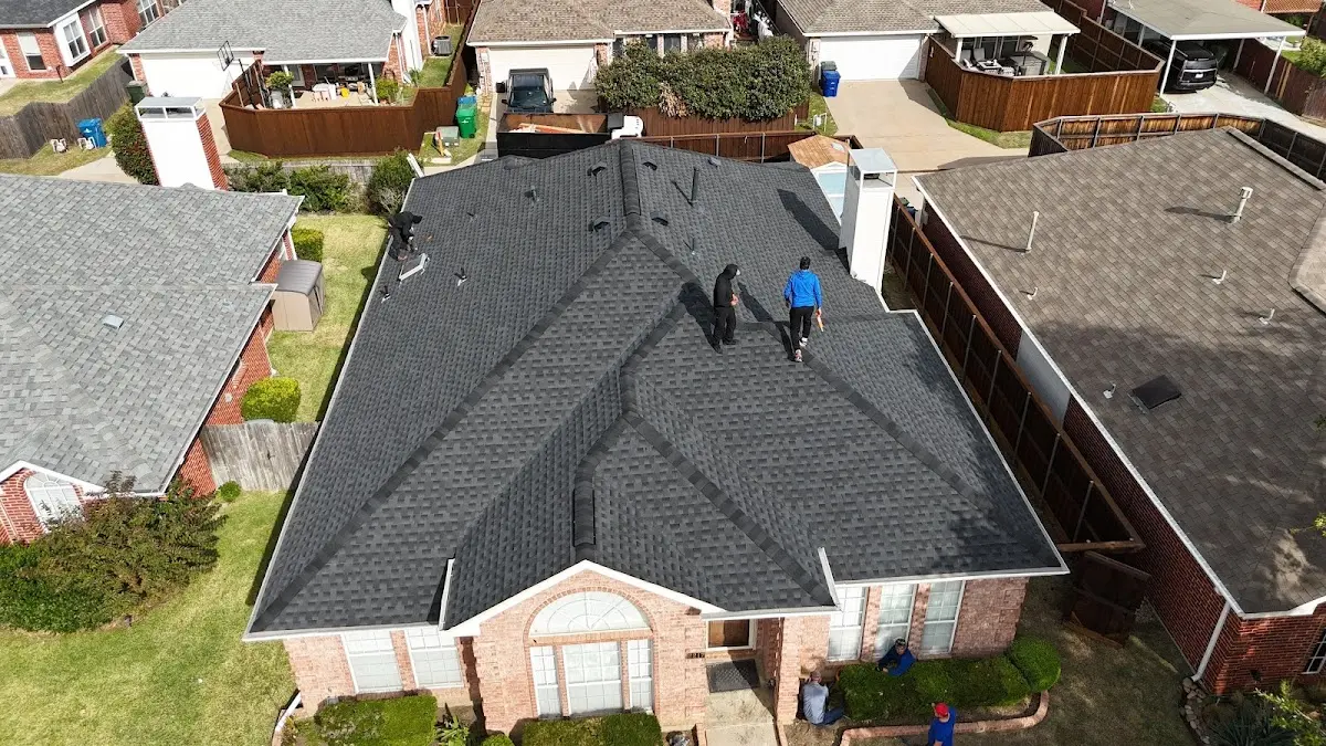 Slate & Tile Roof Repair work in progress on a Tulare property